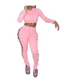 Solid Color Suit Sexy Hollow Sweater Wholesale Two Piece Sets SO182543