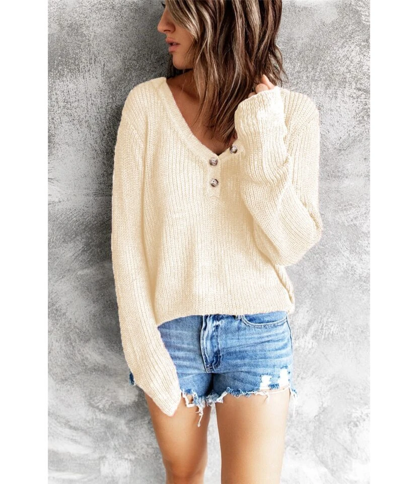 Wholesale Womens Knitted Sweater V Neck Long Sleeves Buttons SS180396 3 Wholesale Womens Knitted Sweater V Neck Long Sleeves Buttons SS180396 - Image 3