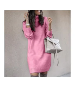 Fashion Turtleneck Pullover Knit Tops Solid Color Long Sleeve Loose Wholesale Sweaters SSW95008