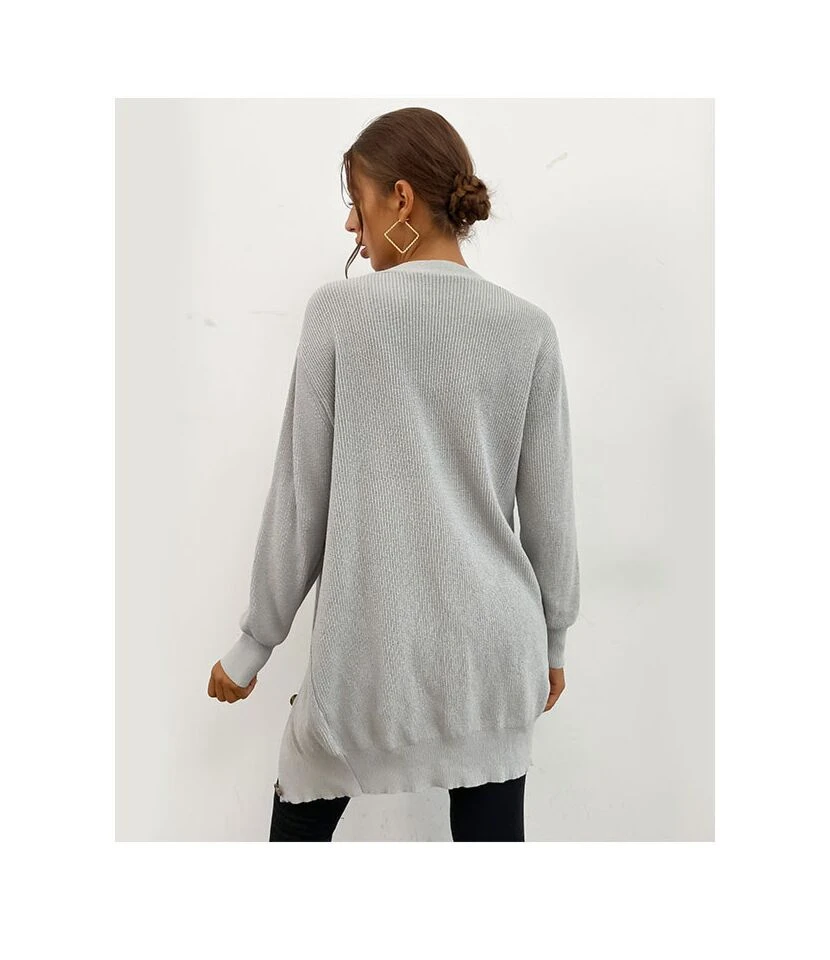 Buttoned Fashion Solid Long Sleeve Versatile Simple Sweater Long Cardigan Wholesale Women'S Top SSWV463550 7 Buttoned Fashion Solid Long Sleeve Versatile Simple Sweater Long Cardigan Wholesale Women'S Top SSWV463550 - Image 7