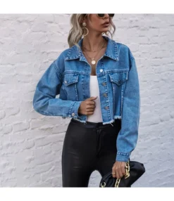 Loose Women Cropped Denim Jacket Wholesale Coats And Jackets SOUN535270