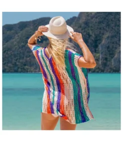 Colorful Striped Beachwear Cover Up Hollow Knitted Sunscreen Swimsuit Blouse Wholesale Blouse STN533558 -Women Clothing Sales Store ae2b062e f120 4221 abd6 9d5a63b8729f d32376d9453862f6c996d047f52d9868