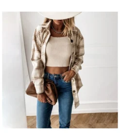 New Long Plaid Printed Cardigan Jacket ST120001