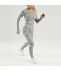 Camo Print Long Sleeve Shirts & Leggings Seamless Yoga Suits Wholesale Activewear Sets SON536686