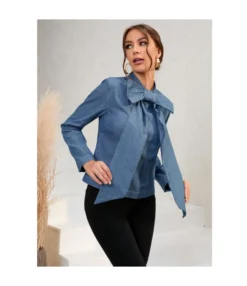 Denim Bow Knot Long Sleeve Slim Solid Color Simple Blouses Wholesale Women Top STV463934 -Women Clothing Sales Store afc64490 6db4 403f a491 4ab4a19e36fe 4c03a0938d9d6d89423411b91c7938d5