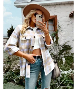 Casual Plaid Coats Loose Lapel Long Sleeve Jacket Wholesale Womens Tops SOUN538540 -Women Clothing Sales Store b289d92b ee97 4b50 8903 50f9e36197d2 7b169c1125b8e97c86f597cce715c5a4