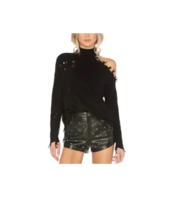Fashion High-Neck Off Shoulder Ripped Pullover Knitwear Wholesale Sweaters SSWN536471