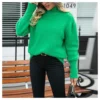 Long Sleeve Casual Pullover Furry Solid Color Knit Sweater Wholesale Women'S Top