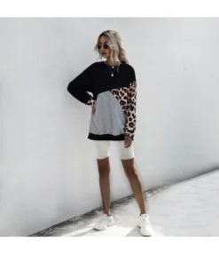 Wholesale Women Clothing Splicing Leopard Print Sweatshirt ST190072
