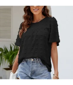 Chiffon Jacquard Pompom Round Neck Loose Top Wholesale Women'S Top N4623051300039 7 Chiffon Jacquard Pompom Round Neck Loose Top Wholesale Women'S Top N4623051300039 -Women Clothing Sales Store b3610bc288e44ec4b246b006012ead93 5