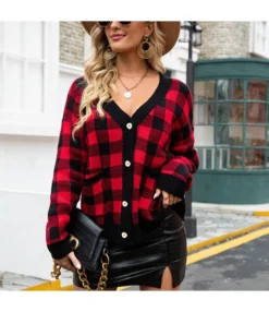 Low-Cut Plaid Single-Breasted Cardigan Sweater Wholesale Women Top SSWV463761 -Women Clothing Sales Store b40930ae 5c8f 4c24 98ae 925a6def8b1a 060863ef02953f0cb10226d9728d95ad