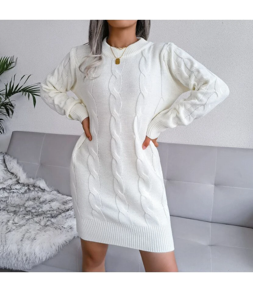 Long Knitted Sweater Crew Neck Twisted Hip SS170088 1 Long Knitted Sweater Crew Neck Twisted Hip SS170088