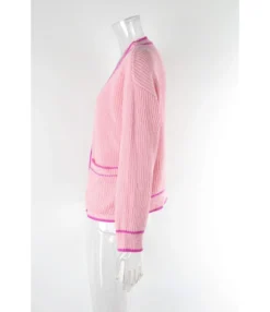 Button Knit Colorblock Pocket V-Neck Sweater Cardigan Wholesale Women'S Top -Women Clothing Sales Store b718950943b04d3989cbb03701212493