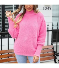 Long Sleeve Casual Pullover Furry Solid Color Knit Sweater Wholesale Women'S Top -Women Clothing Sales Store b8180c9334af474982ffb035011403df 4