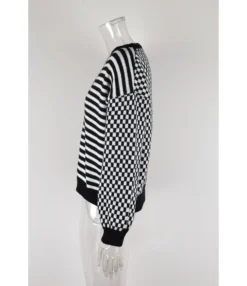 Knit Plaid Stitching Stripe Button Up Cardigan Sweater Wholesale Women'S Top -Women Clothing Sales Store bc73b2eb2234491d9b81b03801122b8b