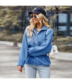 Fashion Lapel Fleece Pullover Top Casual Long Sleeve Solid Color Wholesale Sweatshirt STN561064 -Women Clothing Sales Store bdc50987 8044 4cff 9444 c1bd486054cd 3f39afc1dd7ce4ab53a231982f888c48