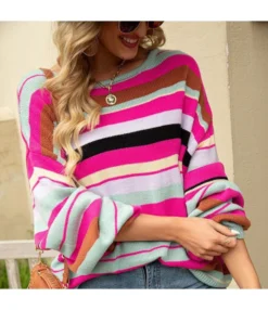 Casual Striped Pullover Crew Neck Loose Knit Sweater Wholesale Women Tops SSWV463760 -Women Clothing Sales Store c21d3146 e741 40e7 ae36 c6a797ebf3d4 68db7fb0701282519ac47b21e0ff098e