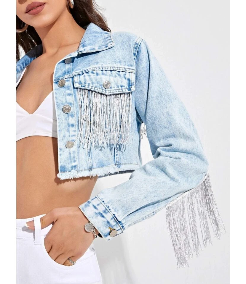 Women Clothing Vendors Fashion Fringed Lapel Collar Long Sleeves Denim SW180669 5 Women Clothing Vendors Fashion Fringed Lapel Collar Long Sleeves Denim SW180669 - Image 5