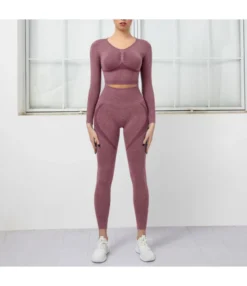 Women'S Sports Fitness Two-Piece Outfits Seamless Knitted Yoga Suit Wholesale Activewear SO201846