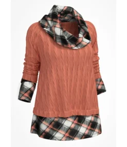 Fashion Splicing Pile Collar Plaid Knit Pullover Long Sleeve Loose Sweater Wholesale SSW94964 -Women Clothing Sales Store c4d546f3 0095 48e5 a1bd 7789f5debeb6 e5e508a46842c2e395ef3620a2937412