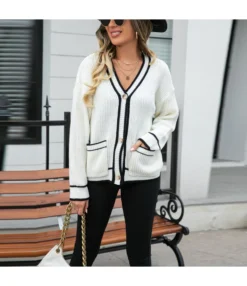 Button Knit Colorblock Pocket V-Neck Sweater Cardigan Wholesale Women'S Top -Women Clothing Sales Store c52e55c6a2ab455c9560b037010ece91 4