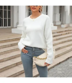 Long-Sleeved Solid Color All-Match Knitted Pullover Sweater Wholesale Women'S Top N4623070300158