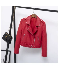 Epaulets Lapel Short Women'S PU Simple Motocycle Wholesale Coats And Jackets With Belt ST202631