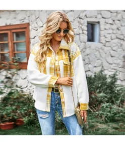 Plaid Shirt Fashion Coat Loose Long Sleeve Jacket Wholesale Womens Tops SOUN538542 -Women Clothing Sales Store d0423545 01c6 4368 8ca0 9802784b1289 4308104e277992ac98275e209606745c