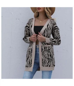 Fashion Leopard Print Casual Long Sleeve Wholesale Cardigan SOUN562547