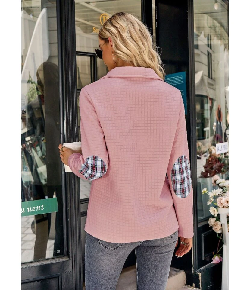 Fashion Casual POLO Neck Long Sleeve Splicing Sweatershirt Wholesale Women Clothing STN562366 6 Fashion Casual POLO Neck Long Sleeve Splicing Sweatershirt Wholesale Women Clothing STN562366 - Image 6