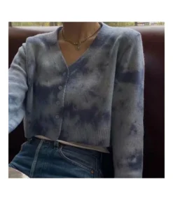 Long Sleeve Tie Dye Button Down Cardigans Wholesale Clothing SS070185