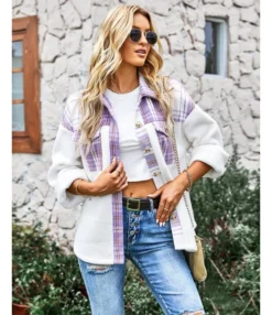 Plaid Shirt Fashion Coat Loose Long Sleeve Jacket Wholesale Womens Tops SOUN538542 -Women Clothing Sales Store d2344b31 7182 4c9f b21b 3e252cca3f2f 7110893870e69c09b33748b8fa2e80ad