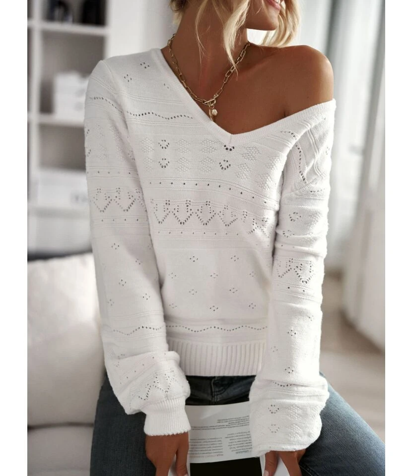 Casual V-Neck Solid Color Long Sleeve Wholesale Sweaters STN562371 4 Casual V-Neck Solid Color Long Sleeve Wholesale Sweaters STN562371 - Image 4