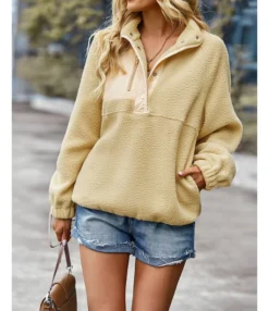 Fashion Lapel Fleece Pullover Top Casual Long Sleeve Solid Color Wholesale Sweatshirt STN561064 -Women Clothing Sales Store d693085f ae44 4114 8316 79e3dbf48578 99205fa471611572190b9a6120a5c6fe