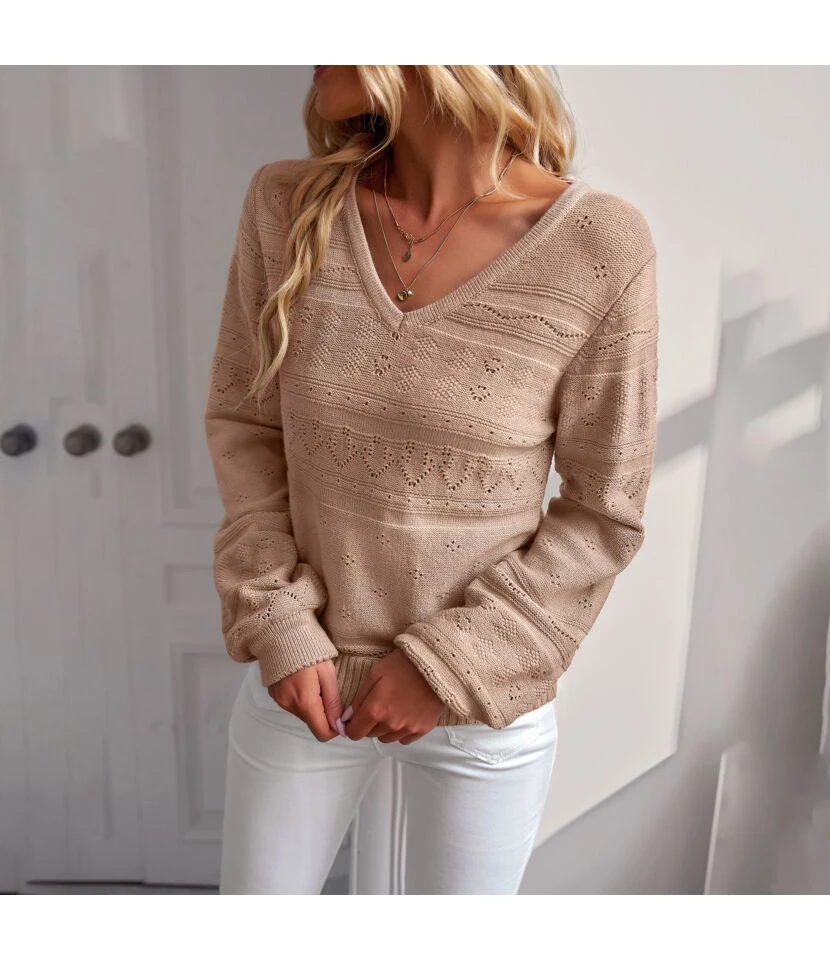 Casual V-Neck Solid Color Long Sleeve Wholesale Sweaters STN562371 9 Casual V-Neck Solid Color Long Sleeve Wholesale Sweaters STN562371 - Image 9