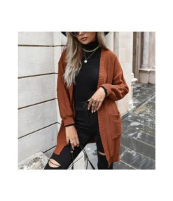 Casual Long Sleeve Solid Color Loose Knitted Sweater Wholesale Cardigan SOUN562660