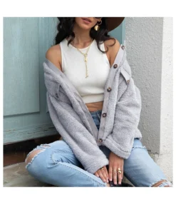 Short Cardigan Top Coat Wholesale Fashion Double-Faced Fleece SOU163433