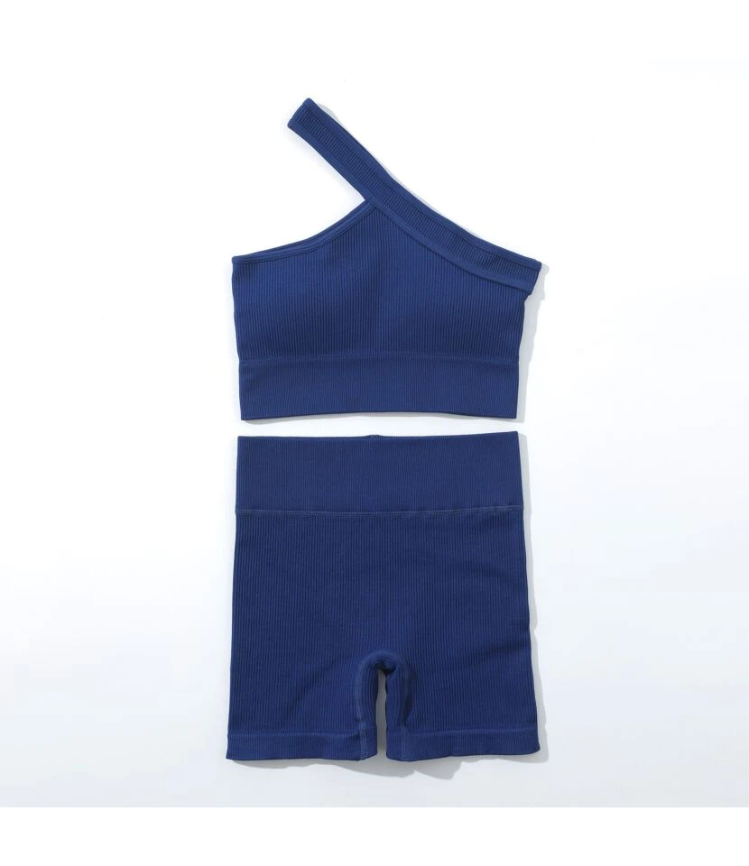 Fashion Womens 2pcs Yoga Seamless Athletic Suits Slanted Shoulder Sport Bra & Shorts Activewear Wholesale Workout Clothes SON534196 8 Fashion Womens 2pcs Yoga Seamless Athletic Suits Slanted Shoulder Sport Bra & Shorts Activewear Wholesale Workout Clothes SON534196 - Image 8