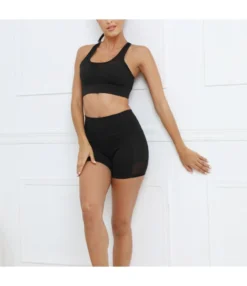 Patchwork Vest + Shorts Leggings Wholesale Workout Sets SO201281