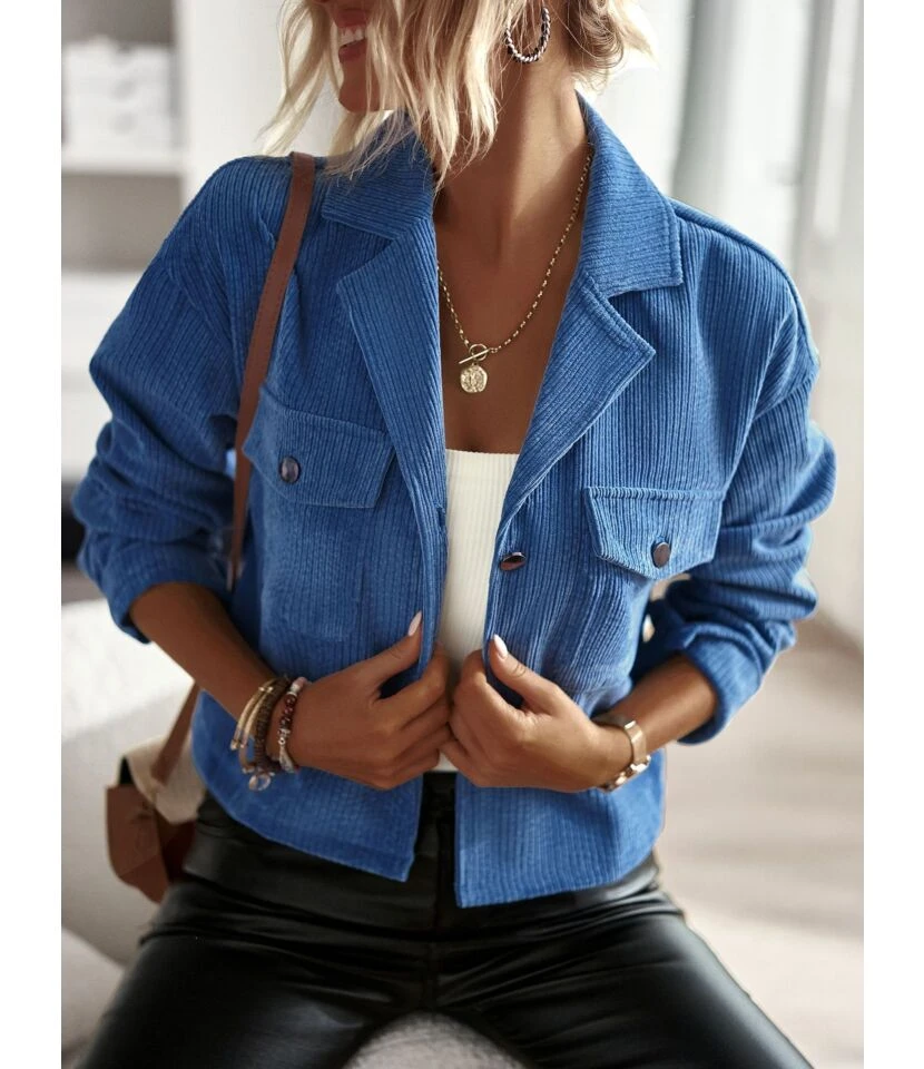 Fashion Corduroy Lapel Single-Breasted Long Sleeve Slim Solid Color Wholesale Coats SOUN562279 7 Fashion Corduroy Lapel Single-Breasted Long Sleeve Slim Solid Color Wholesale Coats SOUN562279 - Image 7