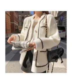 Elegant Womens Coat Long-Sleeved Knitted Sweater Business Casual Wholesale Cardigans ST204475