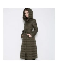 Fashion Lightweight Hooded Down Jacket With Belt Double Breasted Long Sleeves Solid Color Slim Women Wholesale Coats SOU60180 -Women Clothing Sales Store dc634a79 dcd9 45f6 8484 69affe2d531a f8f74a03d56df778a108acc3ed07dea8