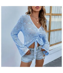 Sexy V-Neck Hollow Out Drawstring Knit Crop Tops Solid Color Flared Sleeve Loose Wholesale Sweater SSWN561053 20 Sexy V-Neck Hollow Out Drawstring Knit Crop Tops Solid Color Flared Sleeve Loose Wholesale Sweater SSWN561053 -Women Clothing Sales Store dd4fe3df ef09 49a6 a13b 61c67fe9fe38 080a644dbb98d76ddd1d39344116c032