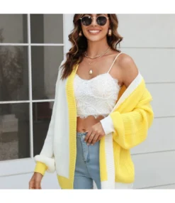 Lantern Sleeve Loose Color Block Knit Cardigan Wholesale Women'S Top N4623070300156 -Women Clothing Sales Store df708f8caacc44fc8b30b0380110dec8 4