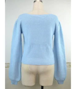 Pure Color Long Puff Sleeve Knitting Sweater 210603402 -Women Clothing Sales Store dsc 0455