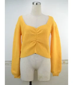 Pure Color Long Puff Sleeve Knitting Sweater 210603402 -Women Clothing Sales Store dsc 0493