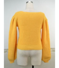 Pure Color Long Puff Sleeve Knitting Sweater 210603402 -Women Clothing Sales Store dsc 0500