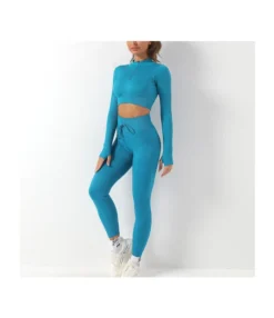 Zipper Short Tops & Leggings 2pcs Sport Seamless Yoga Suits Wholesale Activewear Sets SON536993