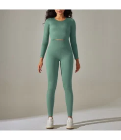 Seamless Solid Color Thread High Waist Tight Long Sleeve Suit Wholesale Womens Clothing N4623070500052