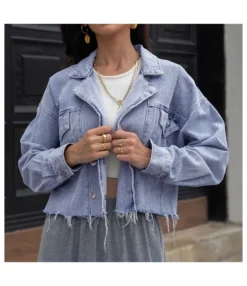 Women Fashion Outerwear Tassel Denim Short Wholesale Coats & Jackets SOU181518